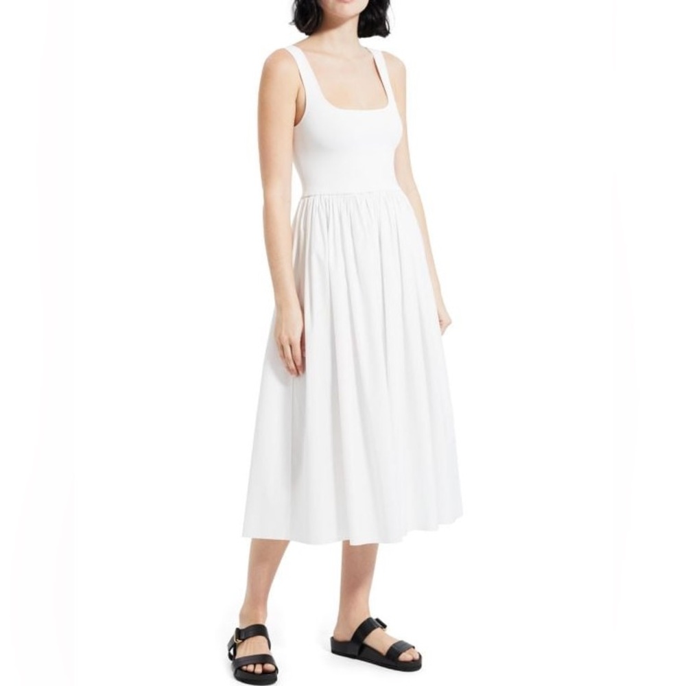White THEORY Squareneck Midi-Dress P/XS THEORY white dress